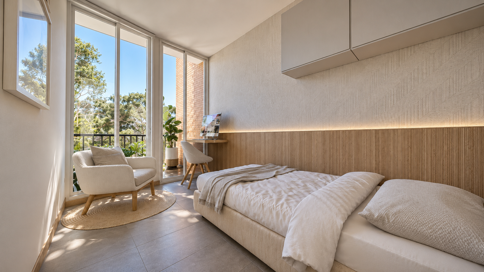 Suite compacta con acabados contemporáneos